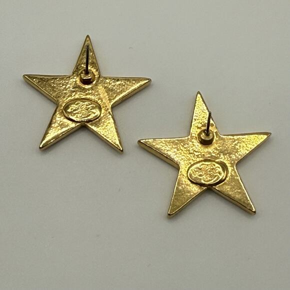 Vintage Kirk’s Folly Earrings Star AB Rhinestone Crystal Gold Tone Pierced - Picture 2 of 4